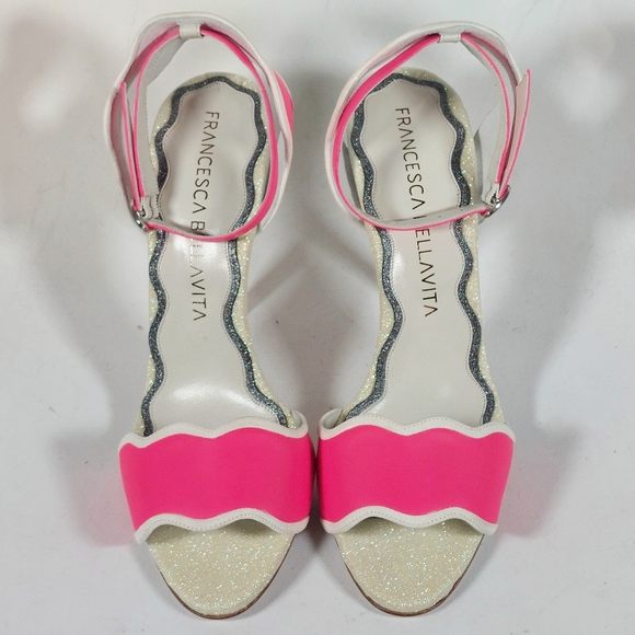 Francesca Bellavita hot pink & glitter leather stiletto sandals, EU40.5, NWT - Picture 3 of 17